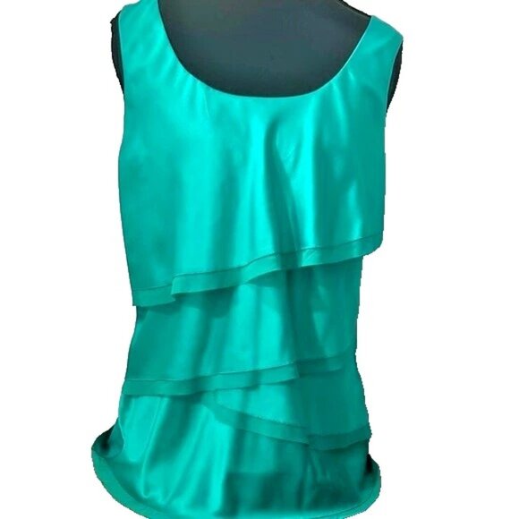 Ann Taylor Asymmetrical Tiered Blouse - Petite L - Sleeveless Layered Tank Top - Picture 1 of 8